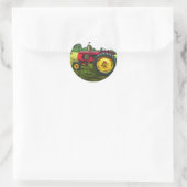 Rood en Geel Boerderij Tractor Ronde Sticker (Tas)