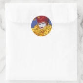 Rood en Geel Carnaval Jester Ronde Sticker (Tas)
