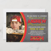 Rood en Geel Chalkboard Afstuderen Aankondiging (Voorkant)