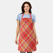 Rood en geel Cheery Plaid Schort (Gedragen)