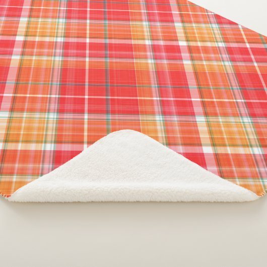 Rood en geel Cheery Plaid Sherpa Deken (3/4)