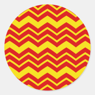 Rood en geel Chevron-patroonontwerp Ronde Sticker