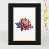 Rood en geel chrysanthemum afbeelding zwart kaart (Gele Bloem)