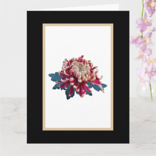 Rood en geel chrysanthemum afbeelding zwart kaart