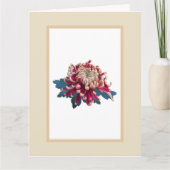 Rood en geel chrysanthemum illustratiebeige kaart (Voorkant)