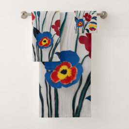Rood en Geel Classic Floral Design Bad Handdoek