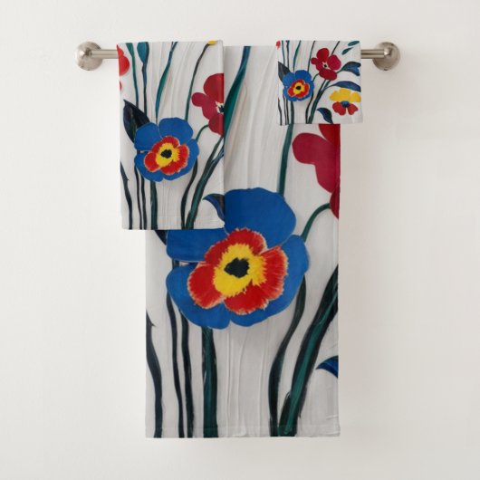 Rood en Geel Classic Floral Design Bad Handdoek (Insitu)