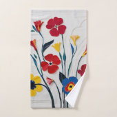 Rood en Geel Classic Floral Design Bad Handdoek (Handdoek)