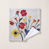 Rood en Geel Classic Floral Design Bad Handdoek (Wasdoekje)