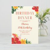 Rood en Geel Cocktail Verjaardag Diner Feest Kaart (Staand voorkant)