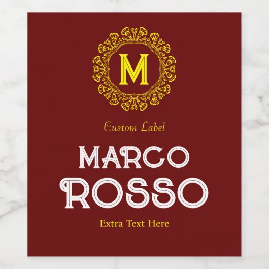 Rood en Geel Custom Edtable Wijn Etiket (Enkel label)