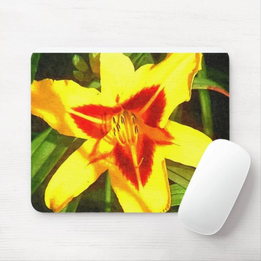 Rood- en Geel Dagelijks Bloem Mousepad Muismat (Met muis)