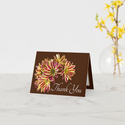 Rood en Geel Daisies Bruin Achtergrond Dank u Kaart (Gele Bloem)