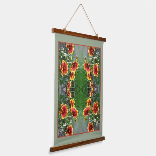 Rood en geel Daisy Deken Bloem Abstract Hangend Wandkleed (Gebogen)