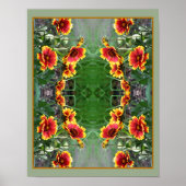 Rood en geel Daisy Deken Bloem Abstract Poster (Voorkant)