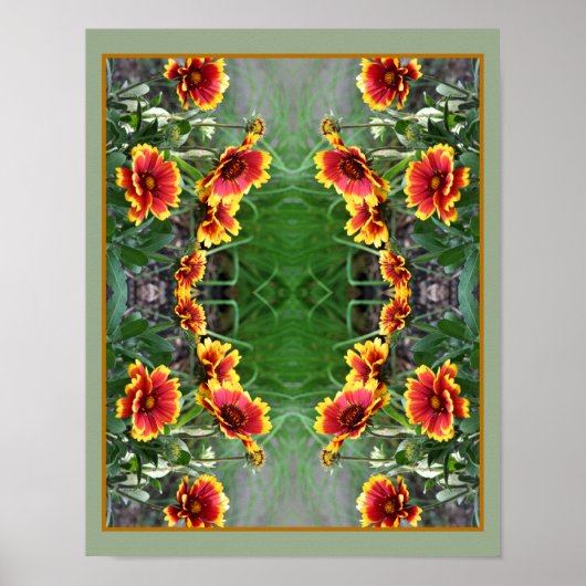 Rood en geel Daisy Deken Bloem Abstract Poster (Voorkant)