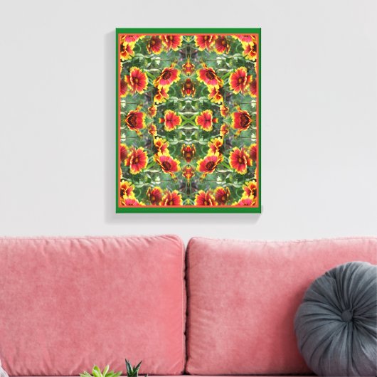 Rood en geel Daisy Flowers Abstract Canvas Afdruk (Insitu (Woonkamer))