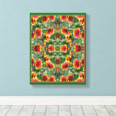 Rood en geel Daisy Flowers Abstract Canvas Afdruk (Insitu (Houten vloer))