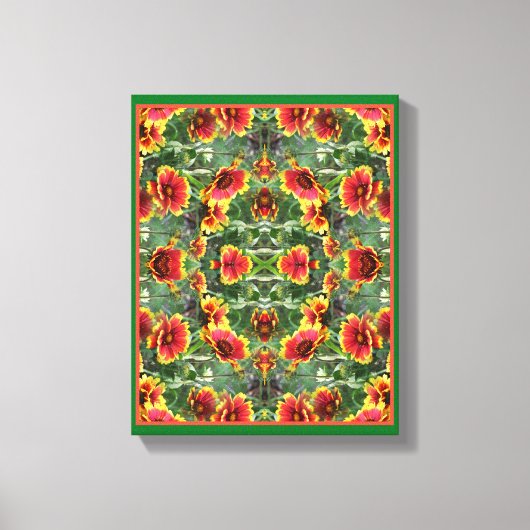 Rood en geel Daisy Flowers Abstract Canvas Afdruk (Voorkant)
