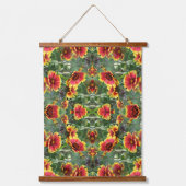 Rood en geel Daisy Flowers Abstract Hangend Wandkleed (Voorkant)