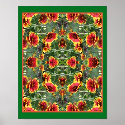 Rood en geel Daisy Flowers Abstract Poster (Voorkant)