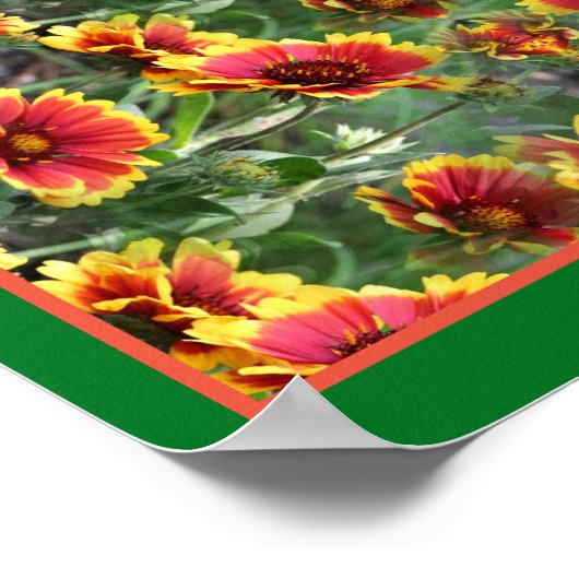 Rood en geel Daisy Flowers Abstract Poster (Hoek)