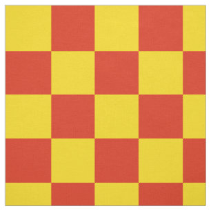 Rood en geel dambordpatroon stof