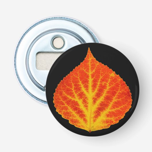 Rood en geel esperen Leaf #10 Button Flesopener (Voorkant)