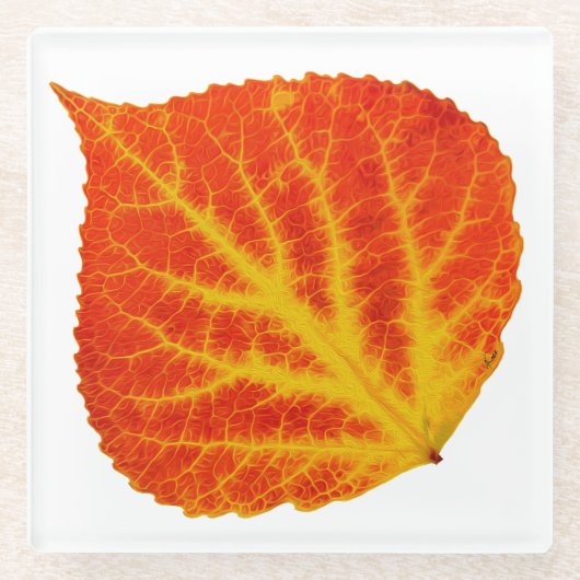 Rood en geel esperen Leaf #10 Glazen Onderzetter (Voorkant)