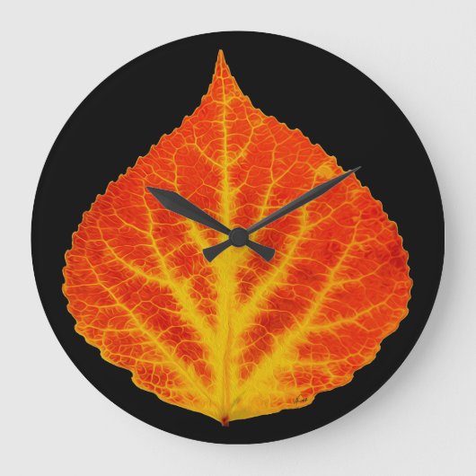 Rood en geel esperen Leaf #10 Grote Klok (Voorkant)