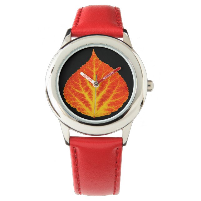 Rood en geel esperen Leaf #10 Horloge (Voorkant)
