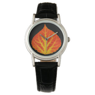 Rood en geel esperen Leaf #10 Horloge