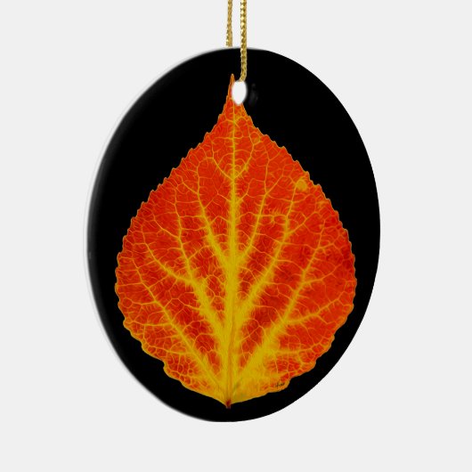 Rood en geel esperen Leaf #10 Keramisch Ornament (Rechts)