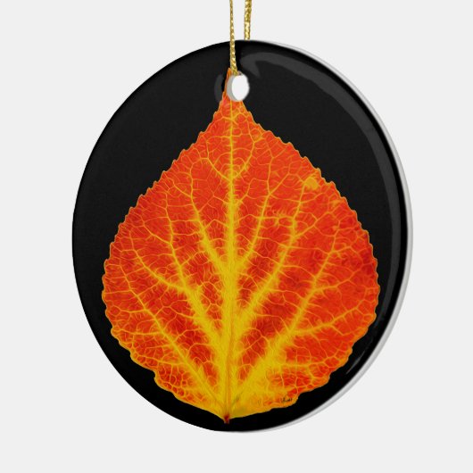 Rood en geel esperen Leaf #10 Keramisch Ornament (Links)