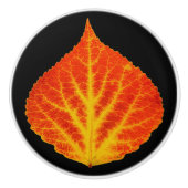 Rood en geel esperen Leaf #10 Keramische Knop (Voorkant)