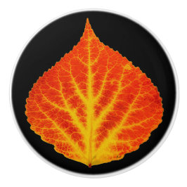 Rood en geel esperen Leaf #10 Keramische Knop