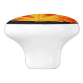 Rood en geel esperen Leaf #10 Keramische Knop (Zijkant)