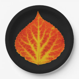 Rood en geel esperen Leaf #10 Papieren Bordje