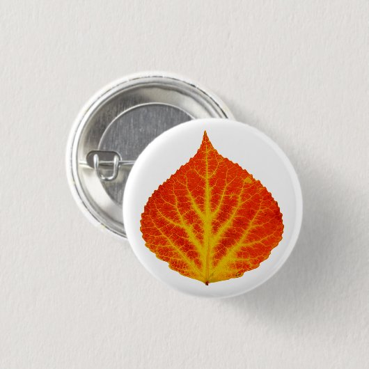 Rood en geel esperen Leaf #10 Ronde Button 3,2 Cm (Voorkant /achterkant)