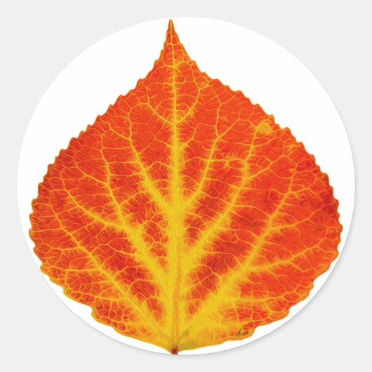 Rood en geel esperen Leaf #10 Ronde Sticker (Voorkant)