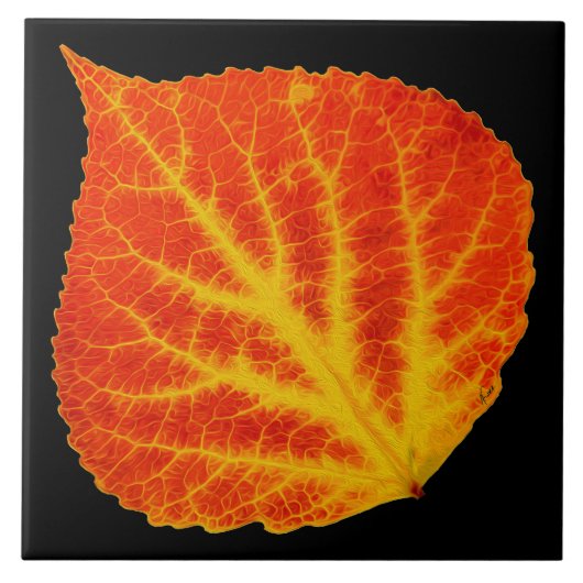Rood en geel esperen Leaf #10 Tegeltje (Voorkant)