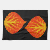 Rood en geel esperen Leaf #10 Theedoek (Horizontaal)