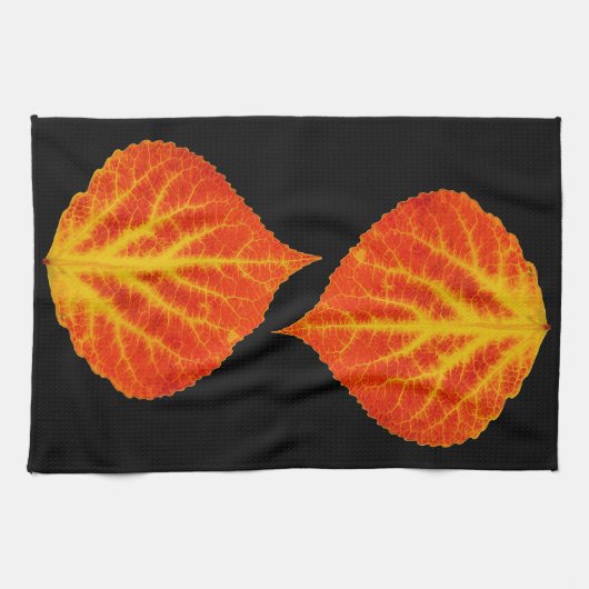 Rood en geel esperen Leaf #10 Theedoek (Horizontaal)