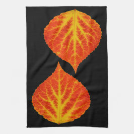 Rood en geel esperen Leaf #10 Theedoek