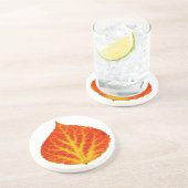 Rood en geel esperen Leaf #10 Zandsteen Onderzetter (Zijkant)