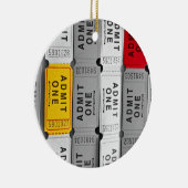 Rood en geel geef één filmkaartje toe keramisch ornament (Rechts)