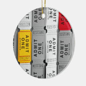 Rood en geel geef één filmkaartje toe keramisch ornament (Links)