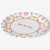 Rood en geel geometrisch patroon papieren bordje (Gekanteld)