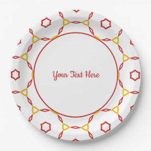 Rood en geel geometrisch patroon papieren bordje