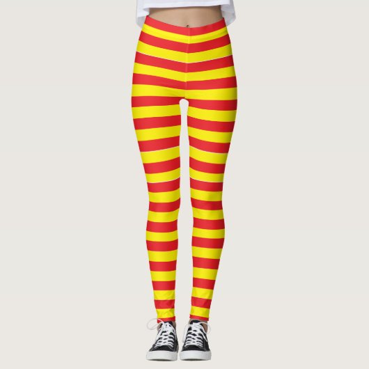 Rood en geel gestripte Leggings (Voorkant)